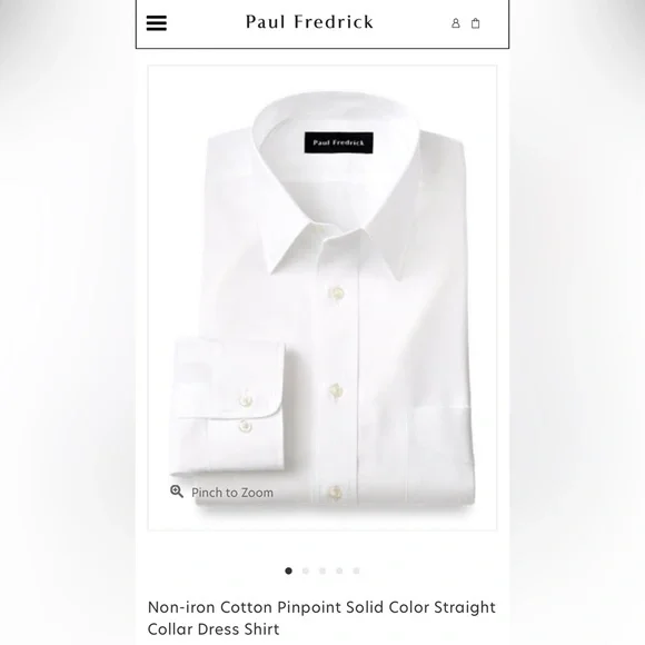 paul fredrick white cotton button down shirt